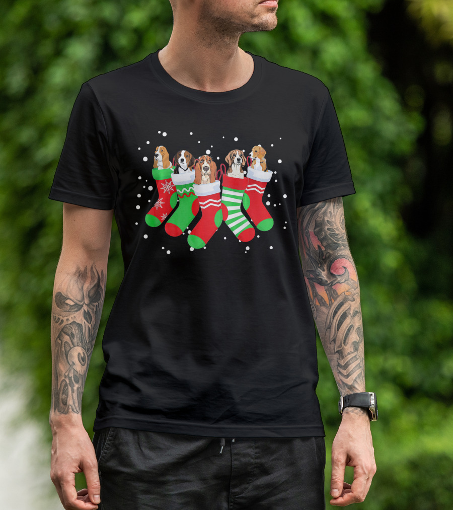 Beagle Christmas Stockings Cute Holiday Socks T-Shirt