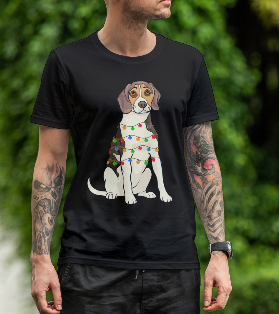 Bulldog Christmas Light Cute Beagle Love Holiday Dog Festive Lights T-Shirt