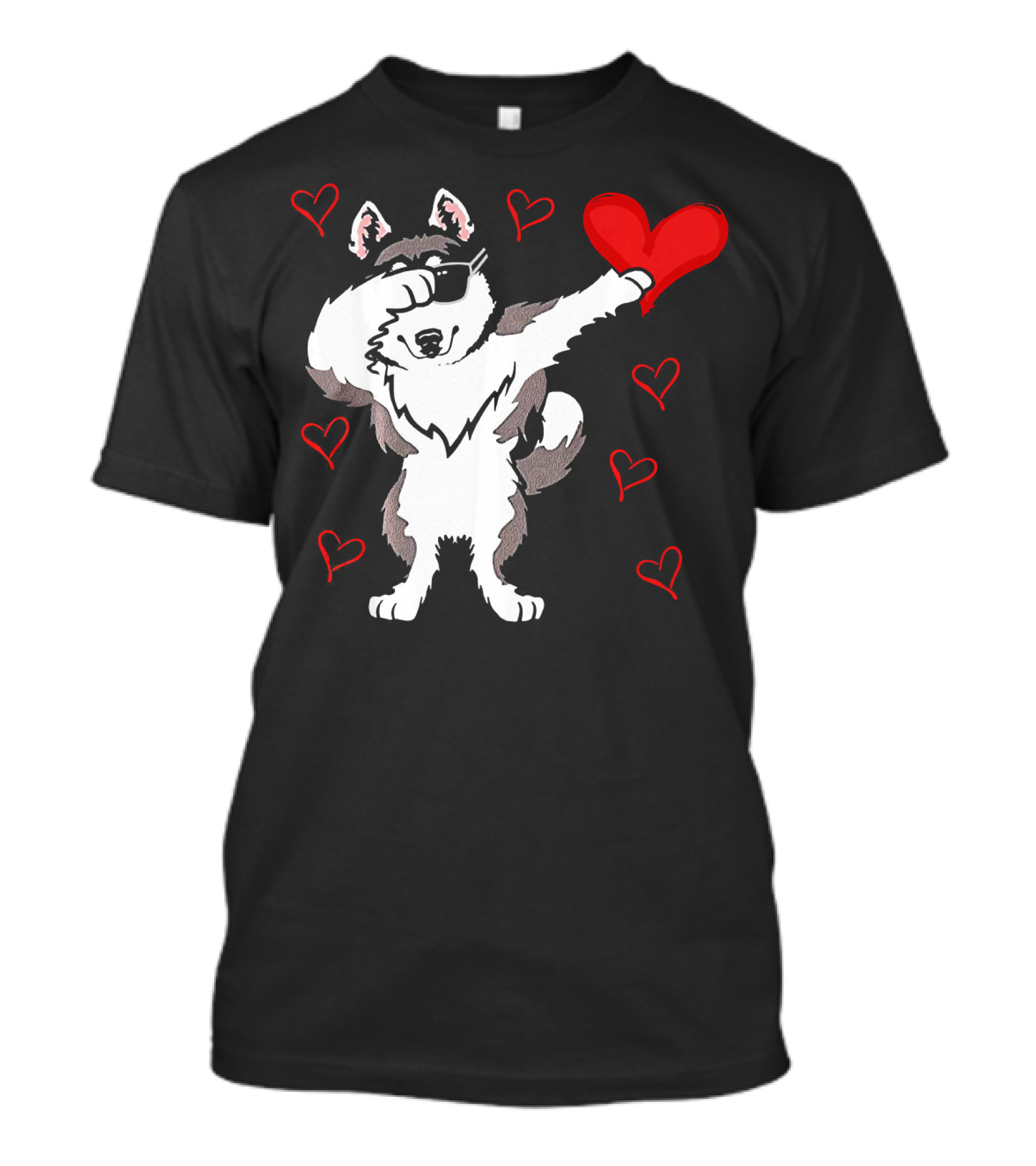 Dabbing Husky Valentine Hearts Dab Valentin T-Shirt