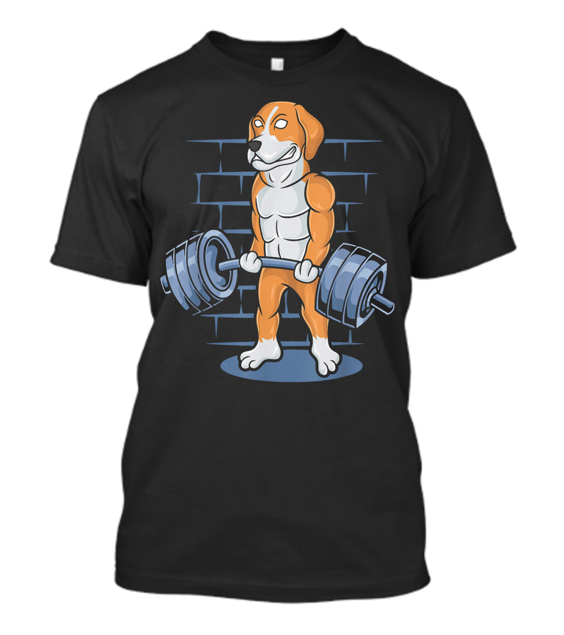 Beagle Lifting Weights Fitness Gym Cartoon T-Shirt