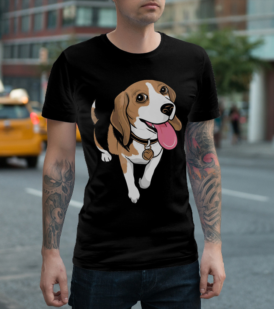 Beagle Funny Beagles Cartoon Happy Dog Iconic T-Shirt