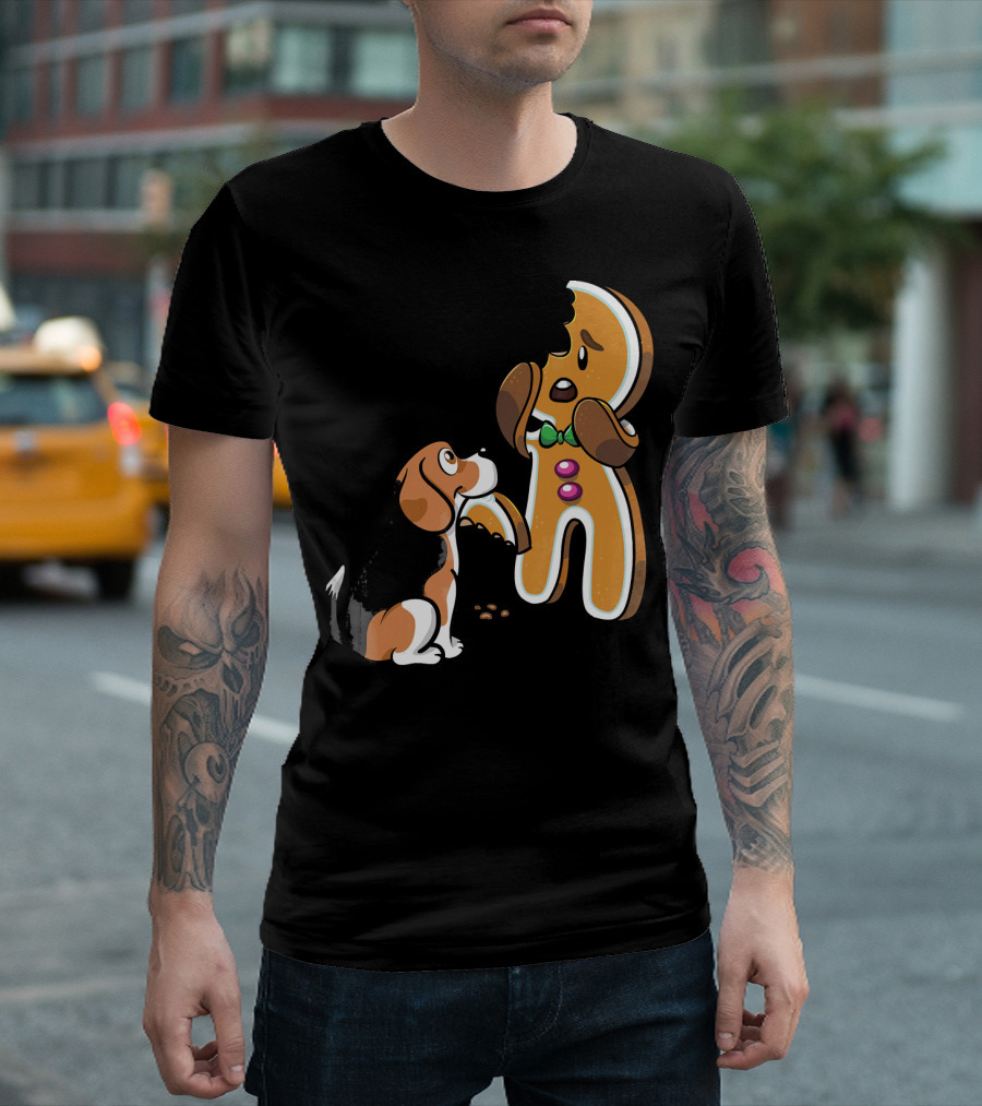 Beagle Takes Bite Out of Gingerbread Man T-Shirt