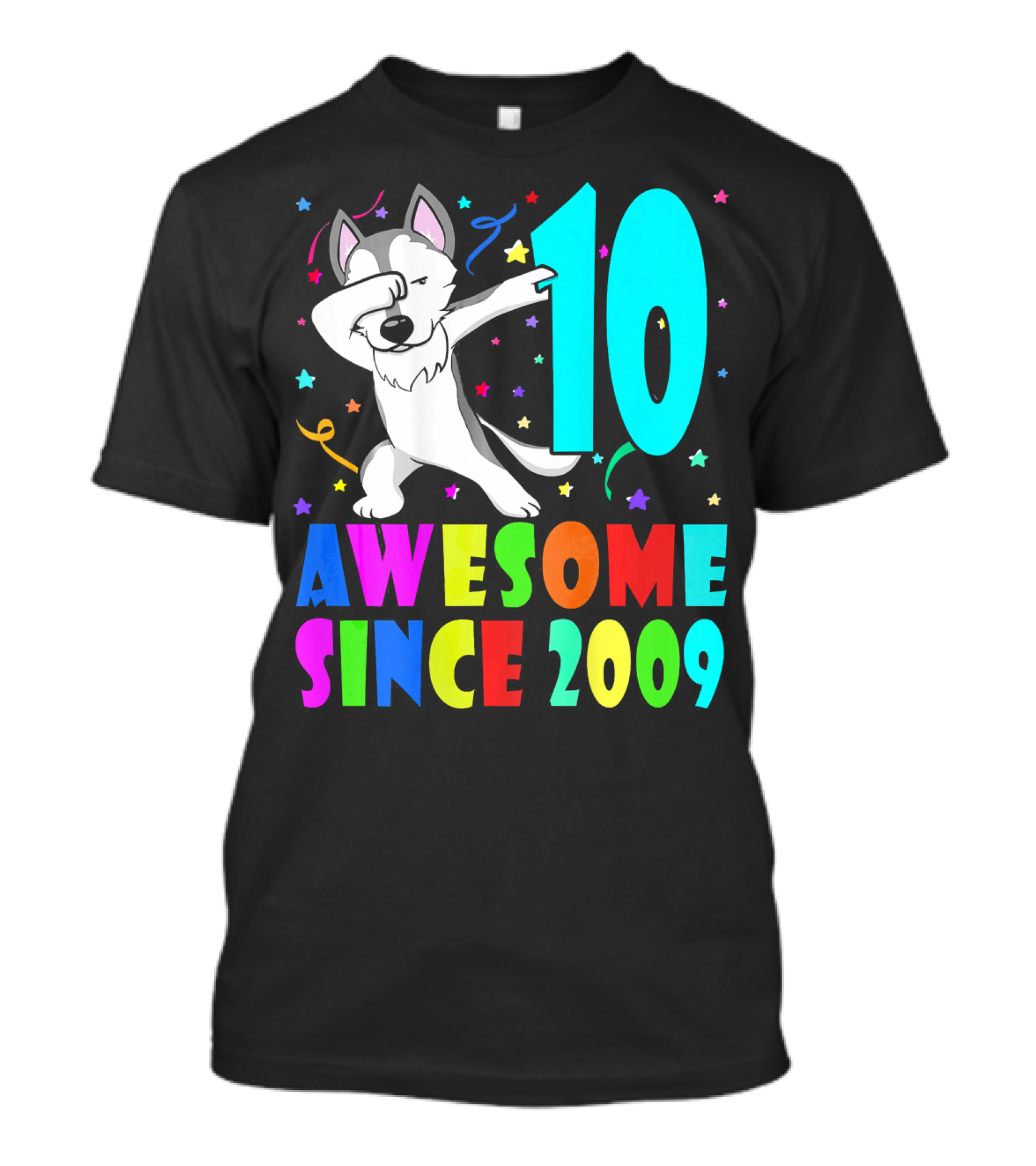 10 Awesome Since 2009 Birthday Dog Dabbing T-Shirt