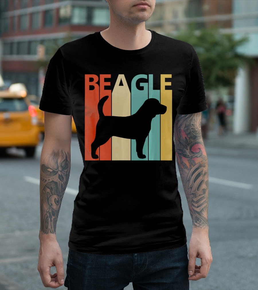 Beagle Retro Silhouette on Color T-Shirt