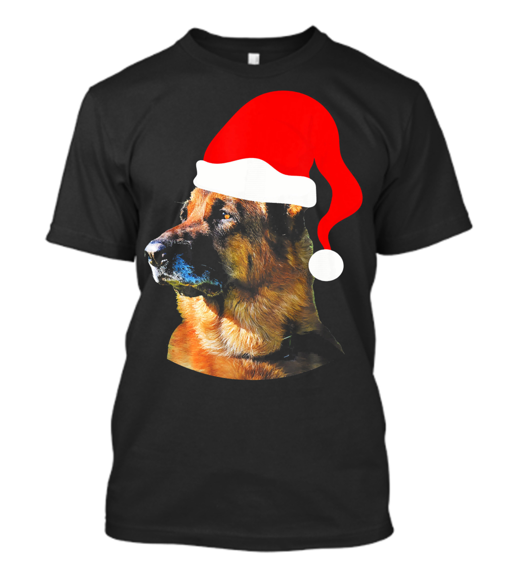 German Shepherd Santa Hat Christmas Humor T-Shirt