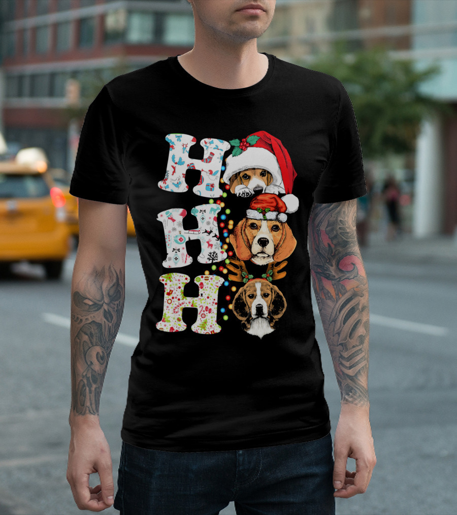 Funny Beagle Puppy Christmas Ho Ho Ho T-Shirt
