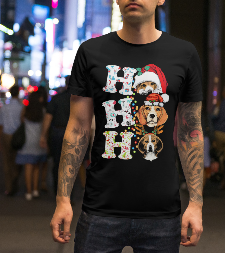 Funny Beagle Puppy Christmas Ho Ho Ho T-Shirt