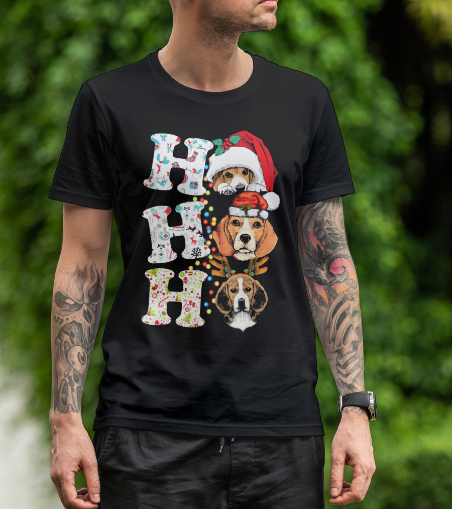 Funny Beagle Puppy Christmas Ho Ho Ho T-Shirt