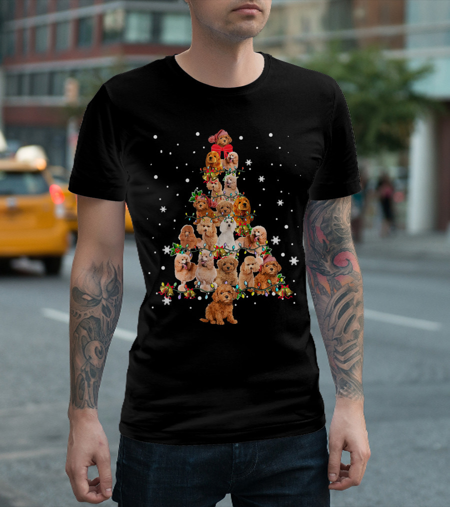 Poodle Christmas Tree with Festive Lights for Lovers T-Shirt