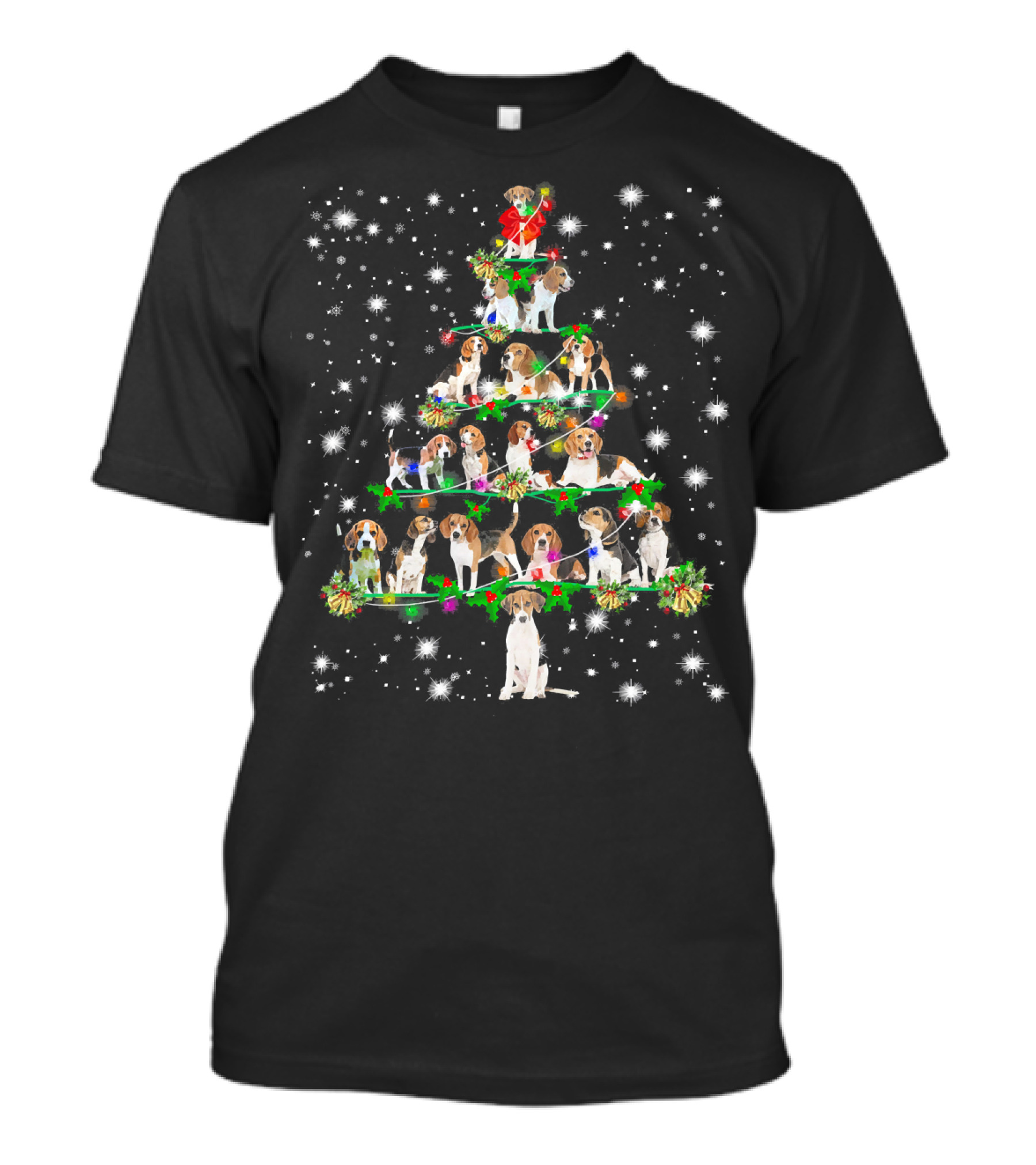 Funny Beagle Christmas Tree Starry Night Holiday Decor T-Shirt