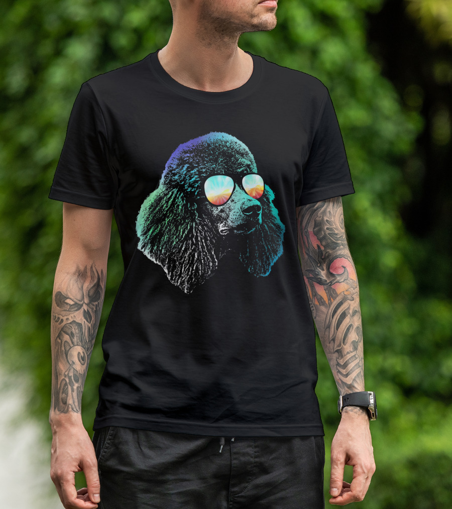 Disco Groovy Poodle Dog With Psychedelic Sunglasses T-Shirt