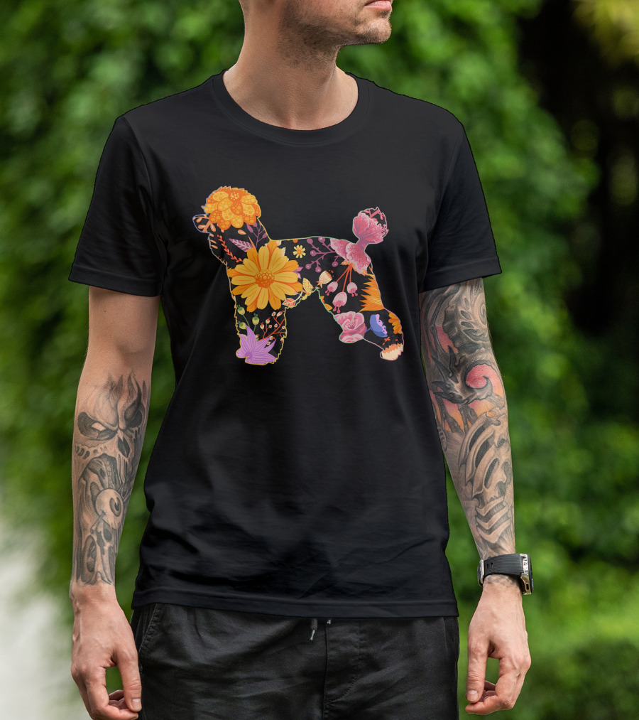 Floral Flower Vintage Retro Toy Poodle T-Shirt