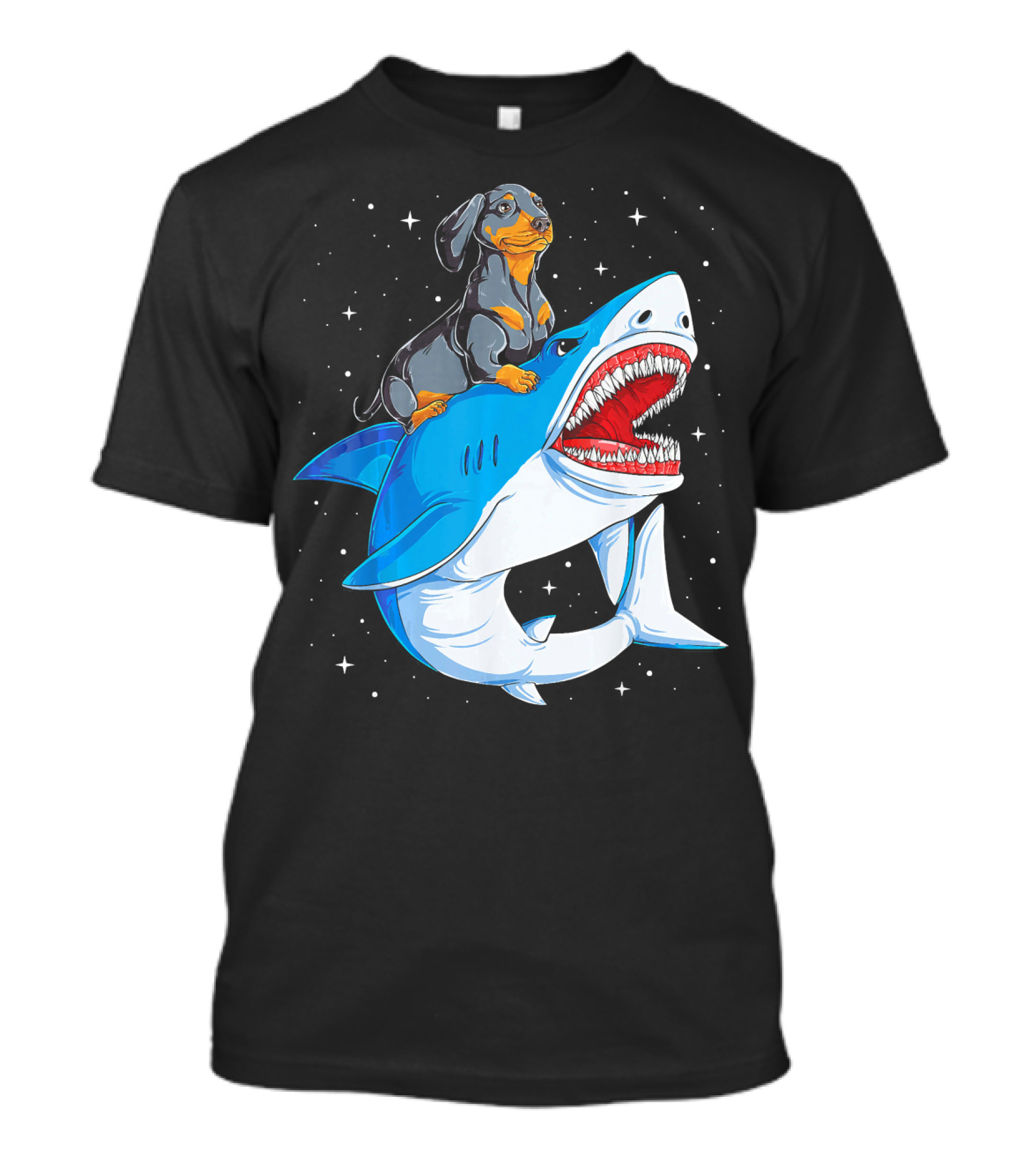 Dachshund Riding A Shark In Space Gala T-Shirt
