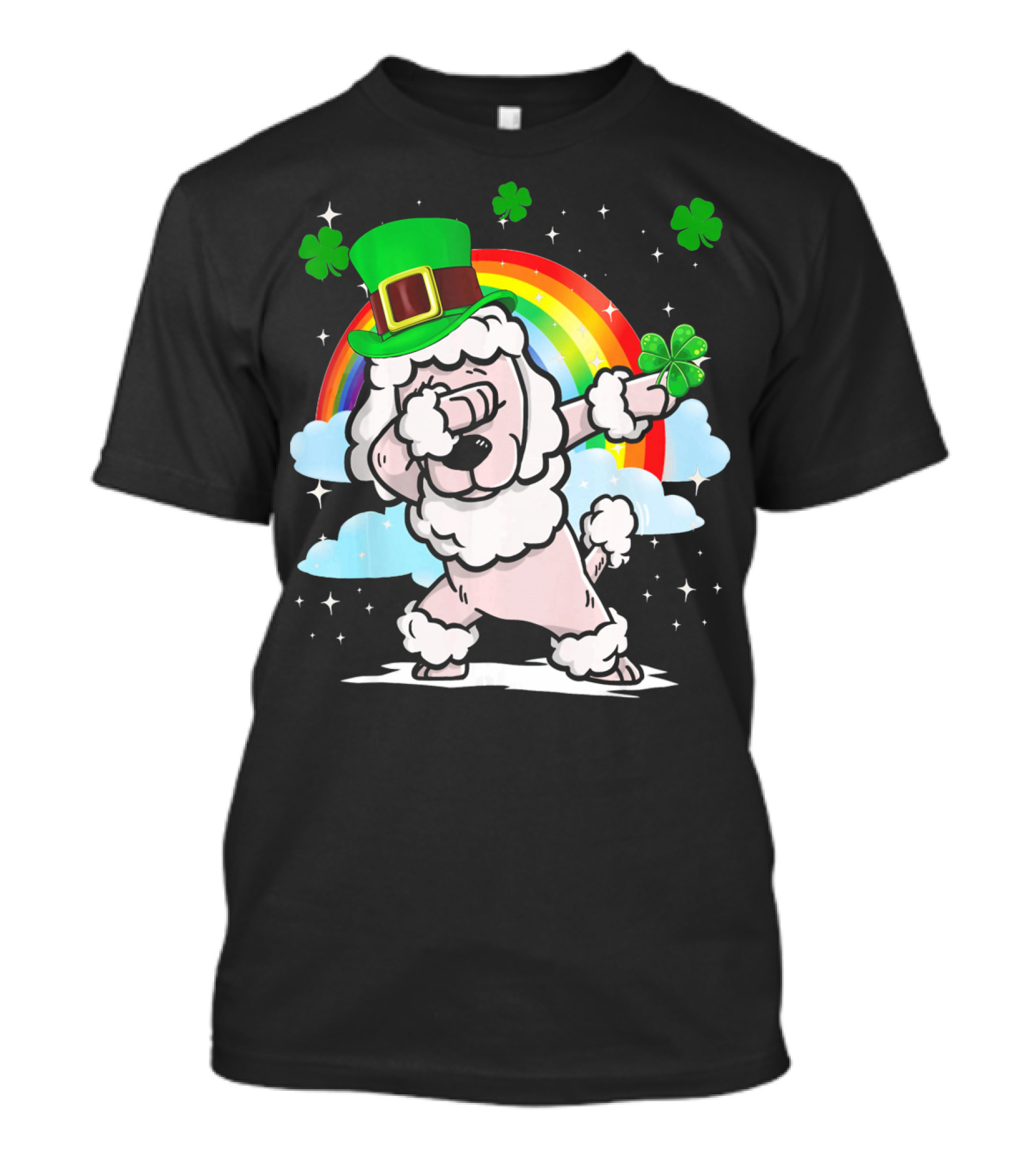 Dabbing Poodle St Patrick's Day Rainbow Clover T-Shirt