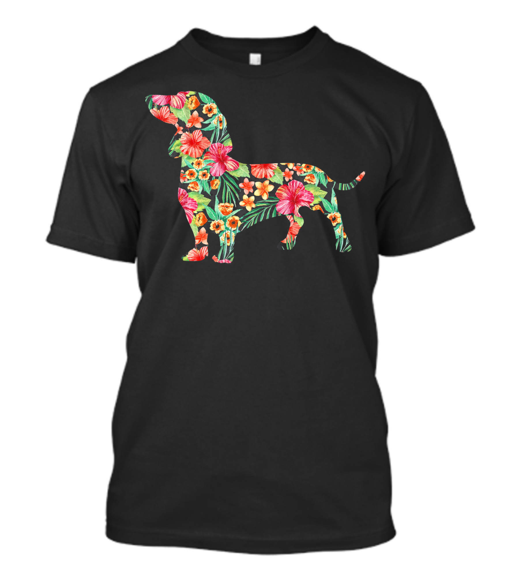 Dachshund Flower Pattern Colorful Funny Dog T-Shirt