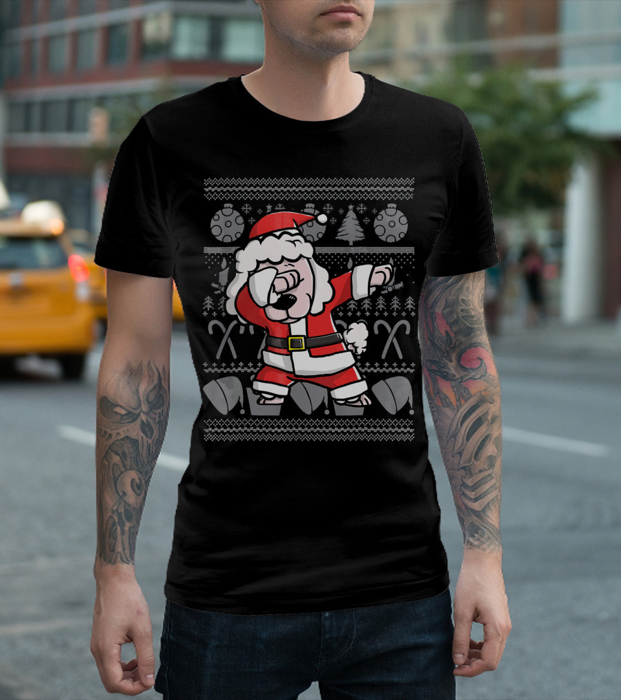 Santa Dabbing Poodle Ugly Christmas T-Shirt