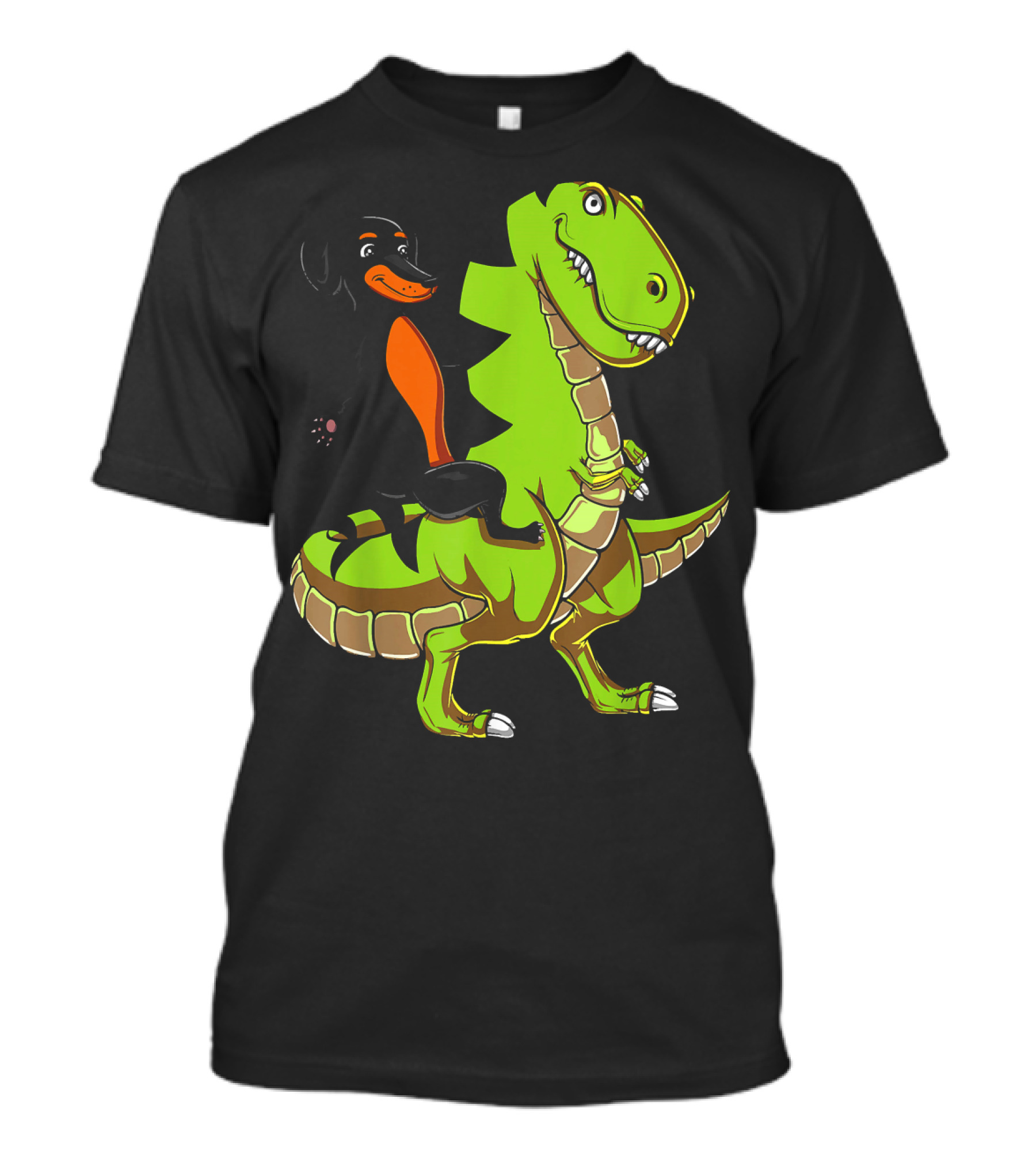 Dachshund Wiener Dog Riding T-Rex Dinosaur T-Shirt