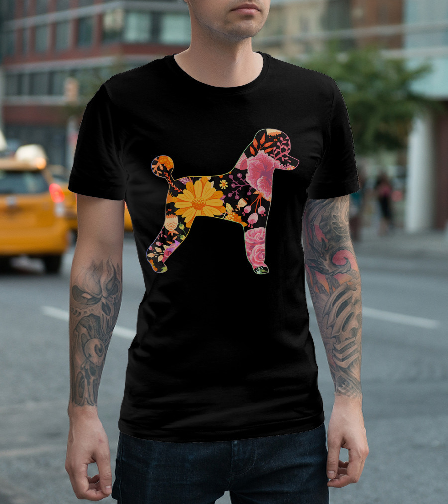 Floral Flower Vintage Retro Miniature Poodle T-Shirt