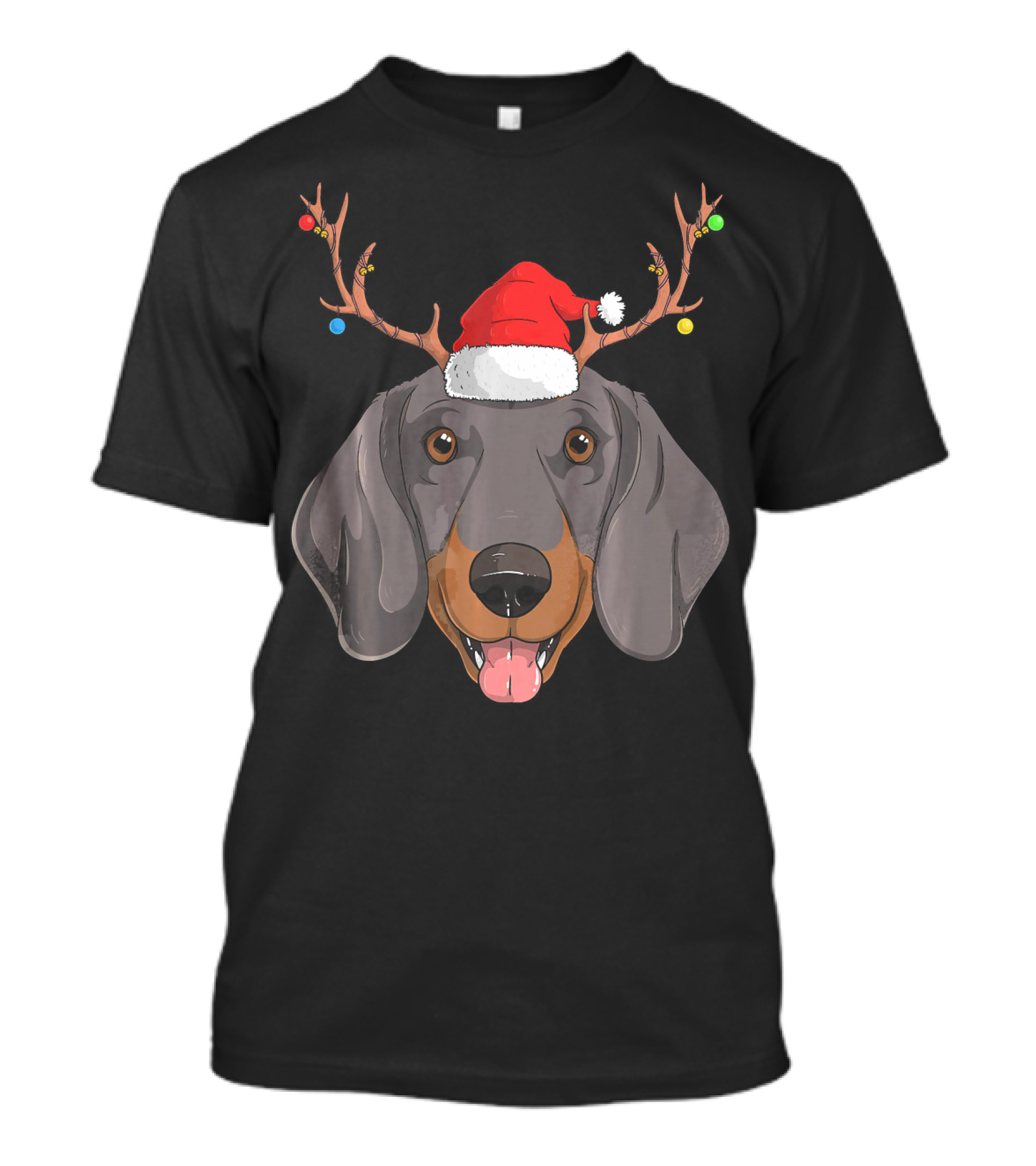 Dachshund Dog Santa Claus Antlers Christmas X T-Shirt