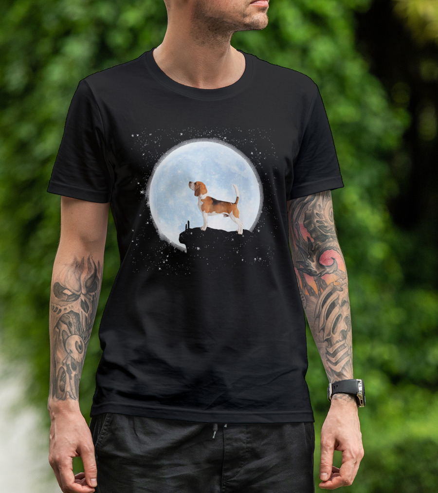 Funny Moon Beagle Howling Wolf T-Shirt