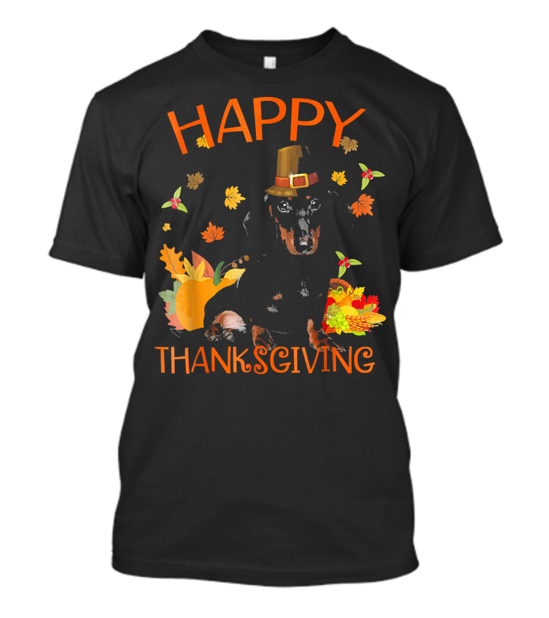 Happy Thanksgiving Dachshund Turkey Funny Dogs T-Shirt
