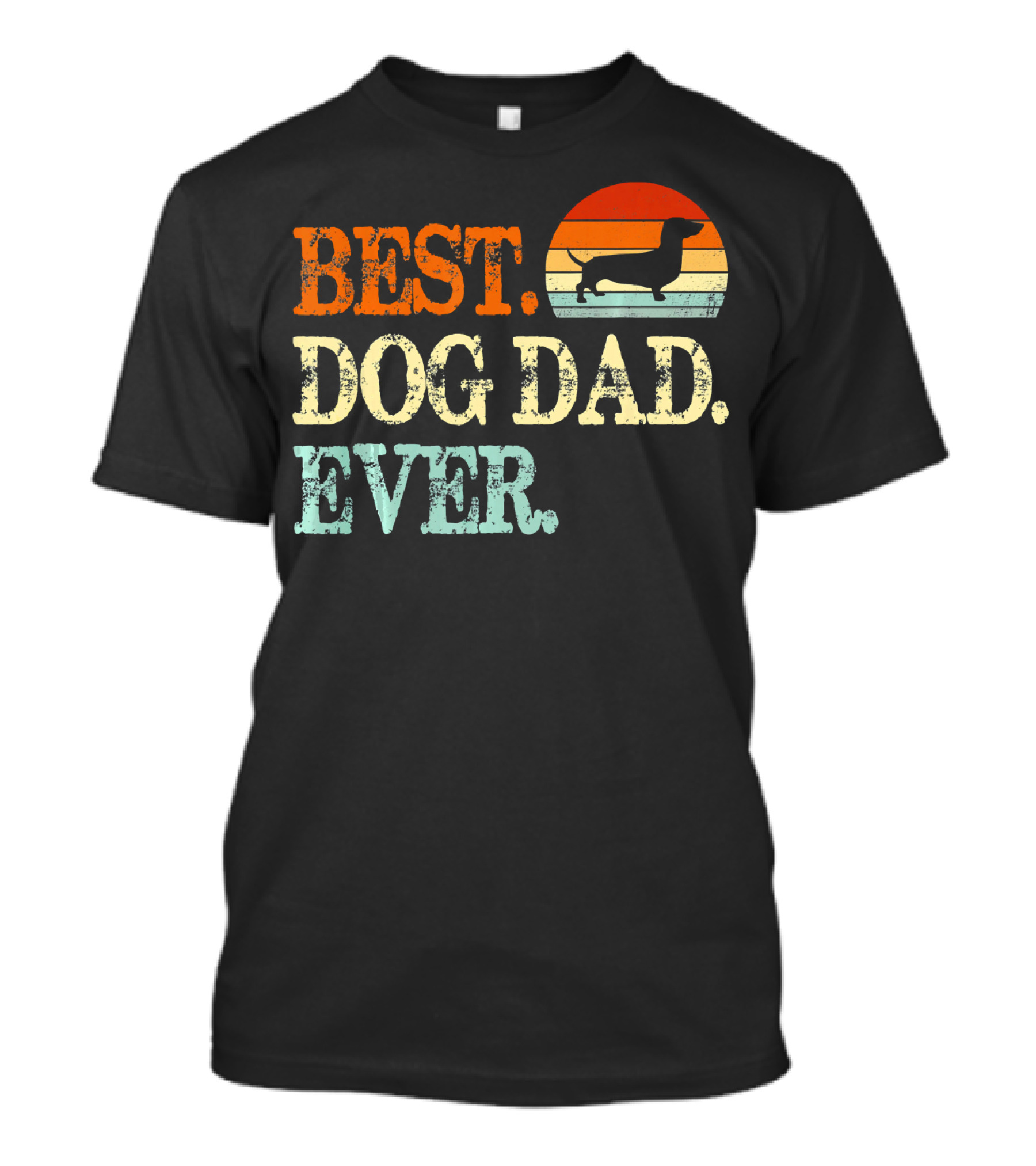 Best Dog Dad Ever Dachshund Retro Sunset T-Shirt
