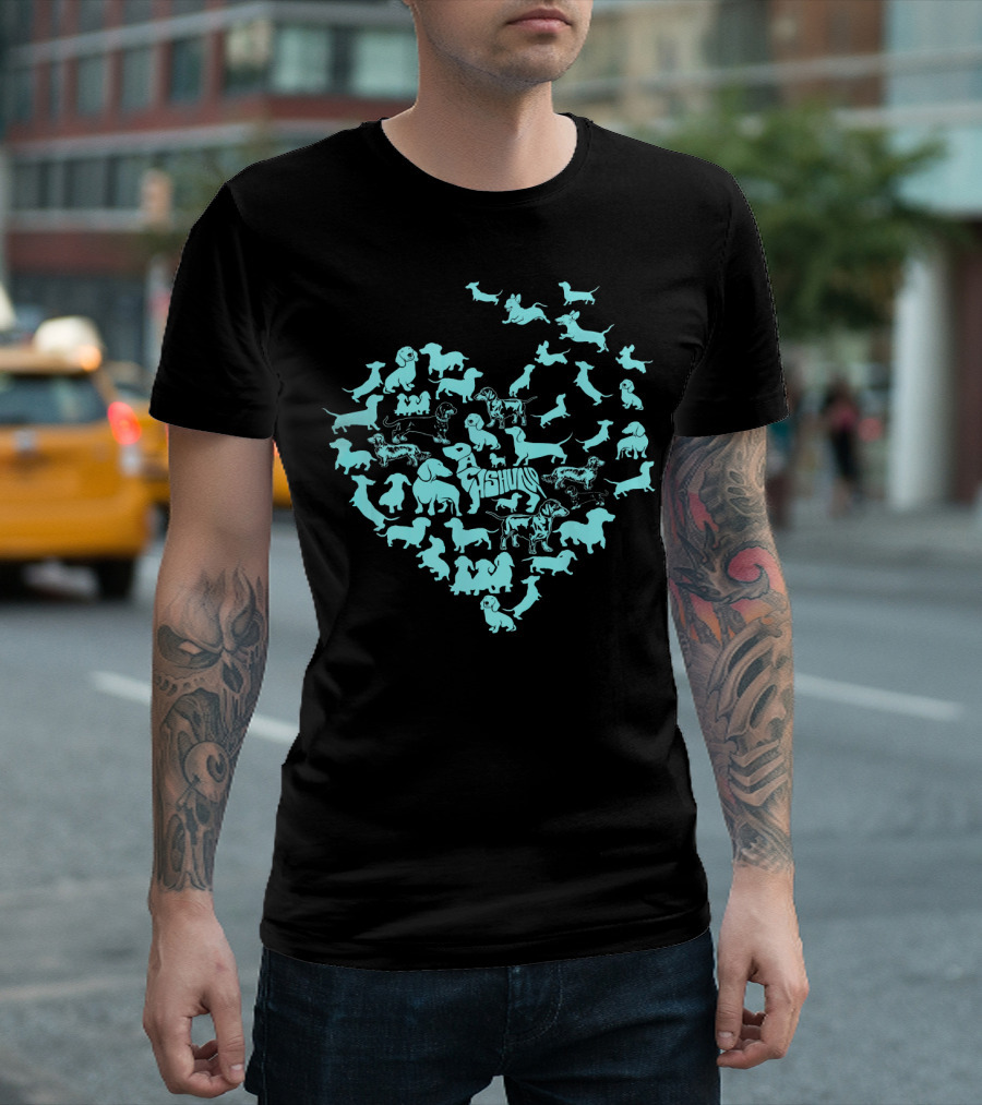 Dachshund Silhouettes Forming a Heart Shape T-Shirt