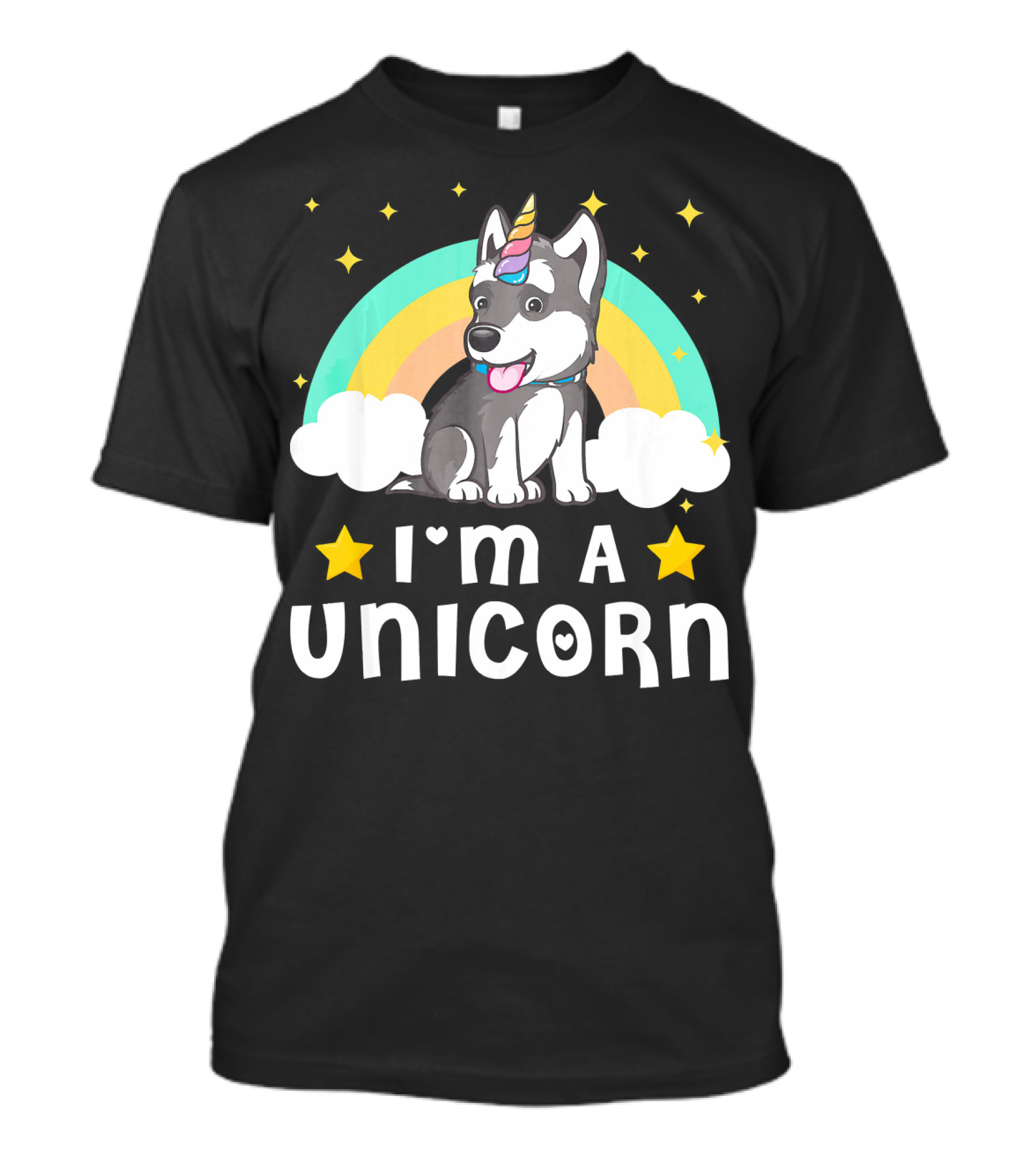 I'm A Unicorn Siberian Husky With Rainbow And Stars T-Shirt