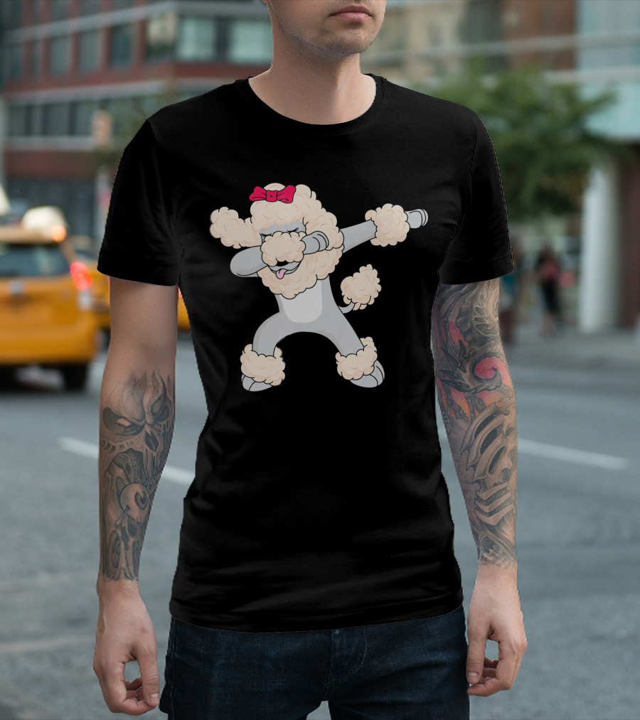 Dabbing Poodle with Red Bow for Poodle Dog Fans T-Shirt
