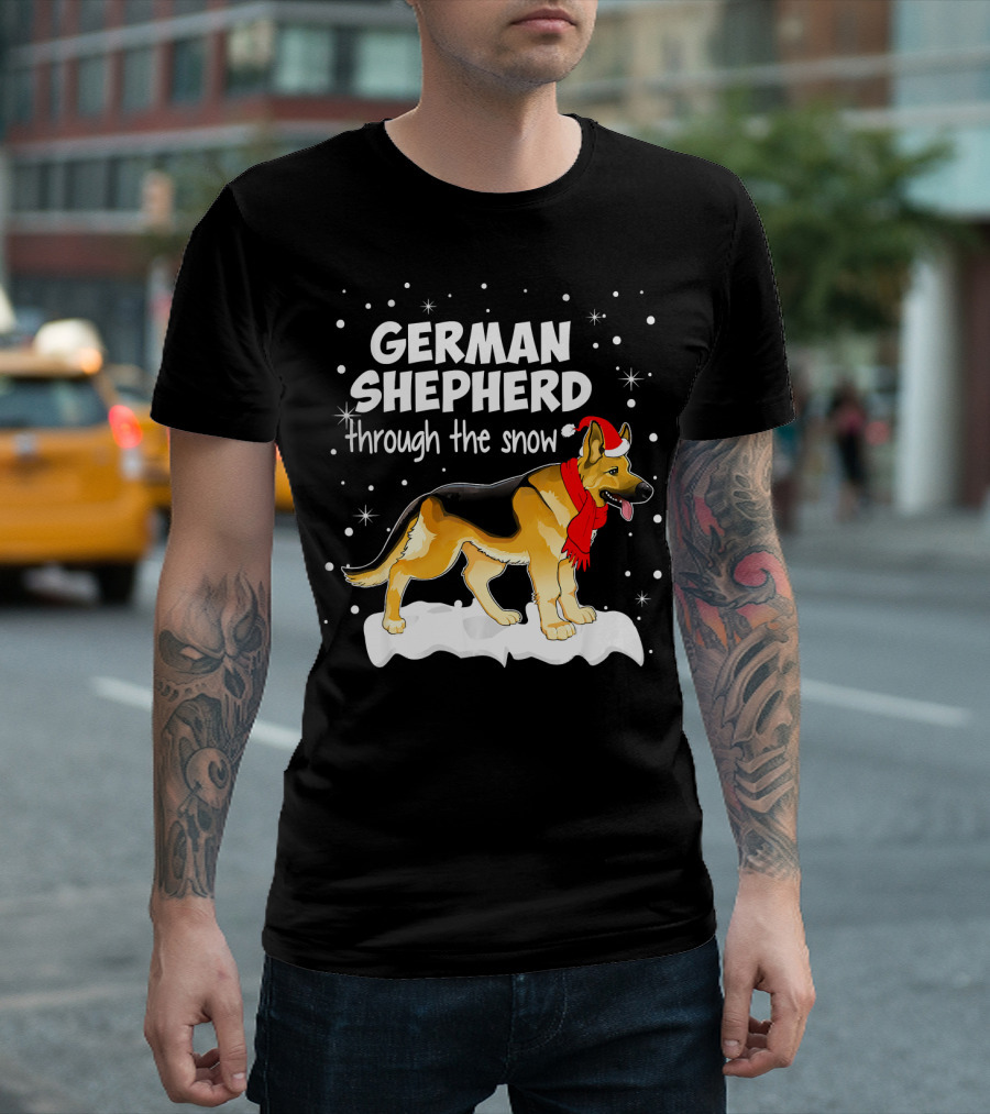 German Shepherd Through The Snow Funny Idea T-Shirt
