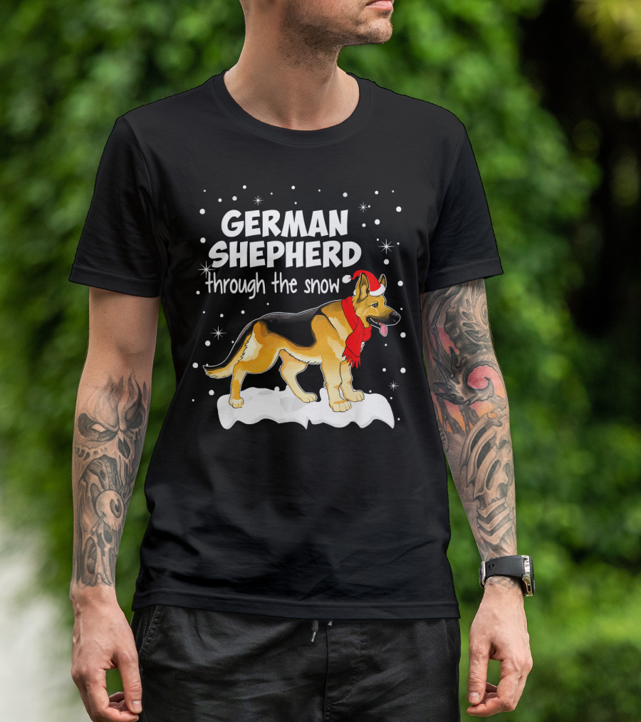 German Shepherd Through The Snow Funny Idea T-Shirt