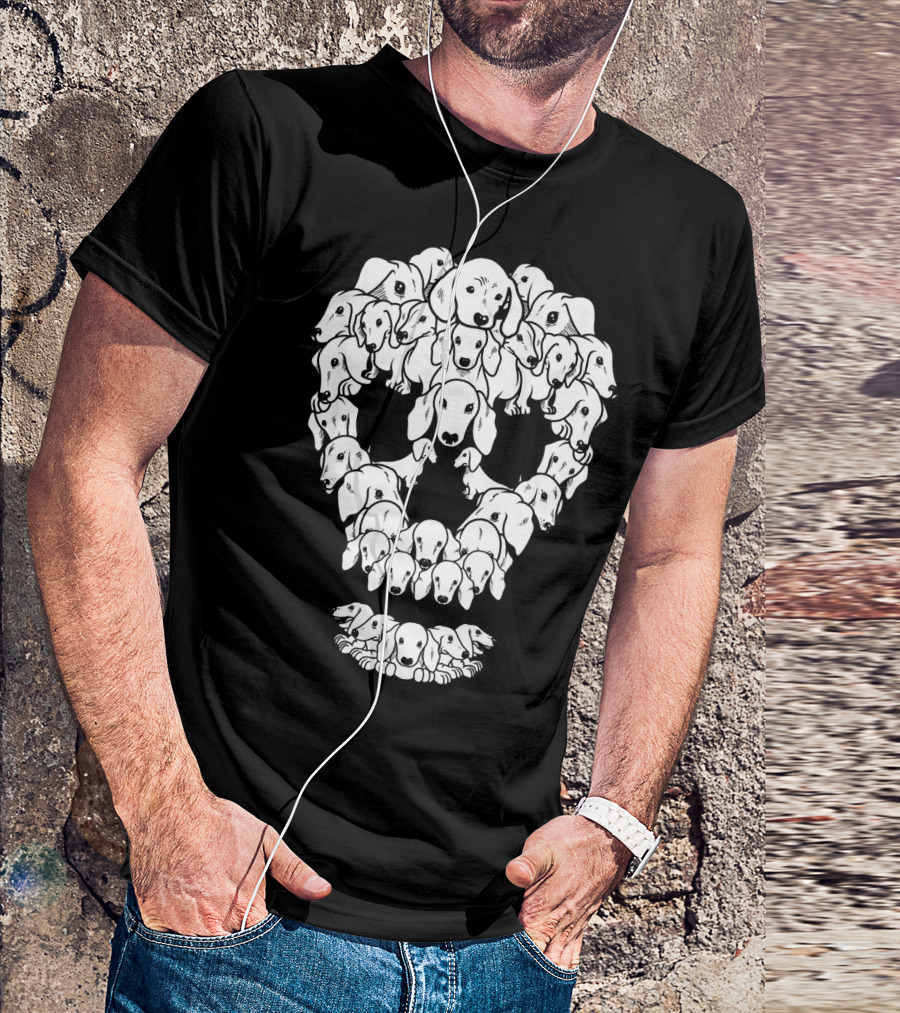 Dachshund Sugar Skull Dia De Los Muertos Dog Face T-Shirt