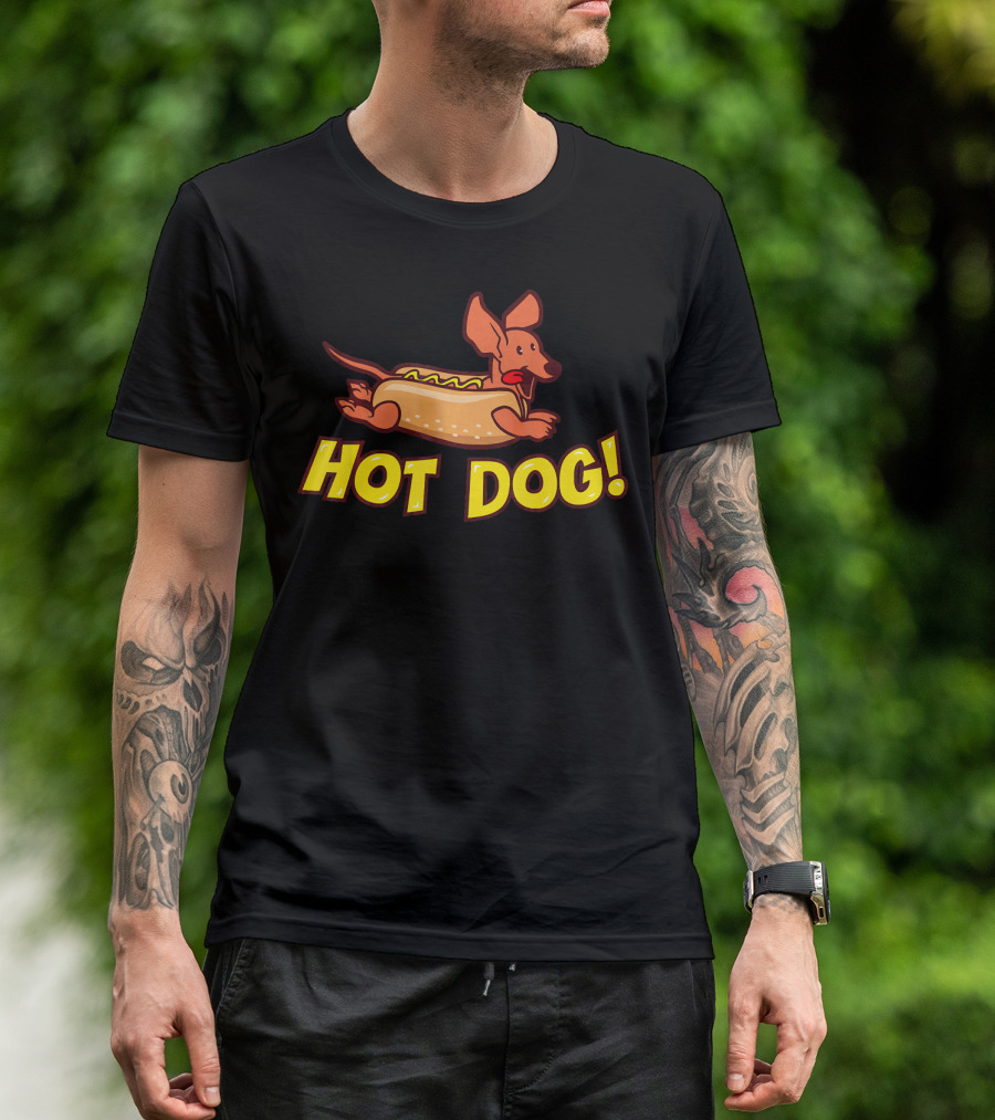 Dachshund Hot Dog Playful Pup In A Bun T-Shirt