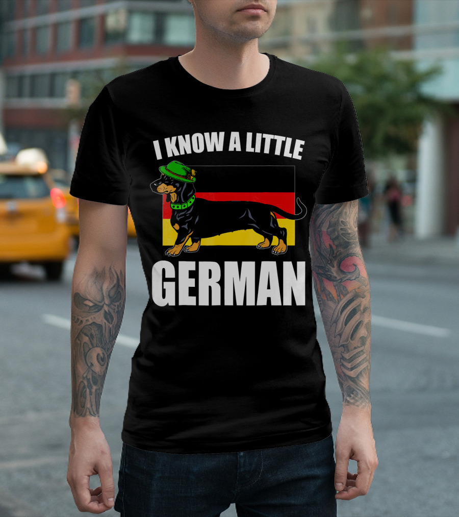 I Know A Little German Dachshund With German Flag And Green Hat T-Shirt
