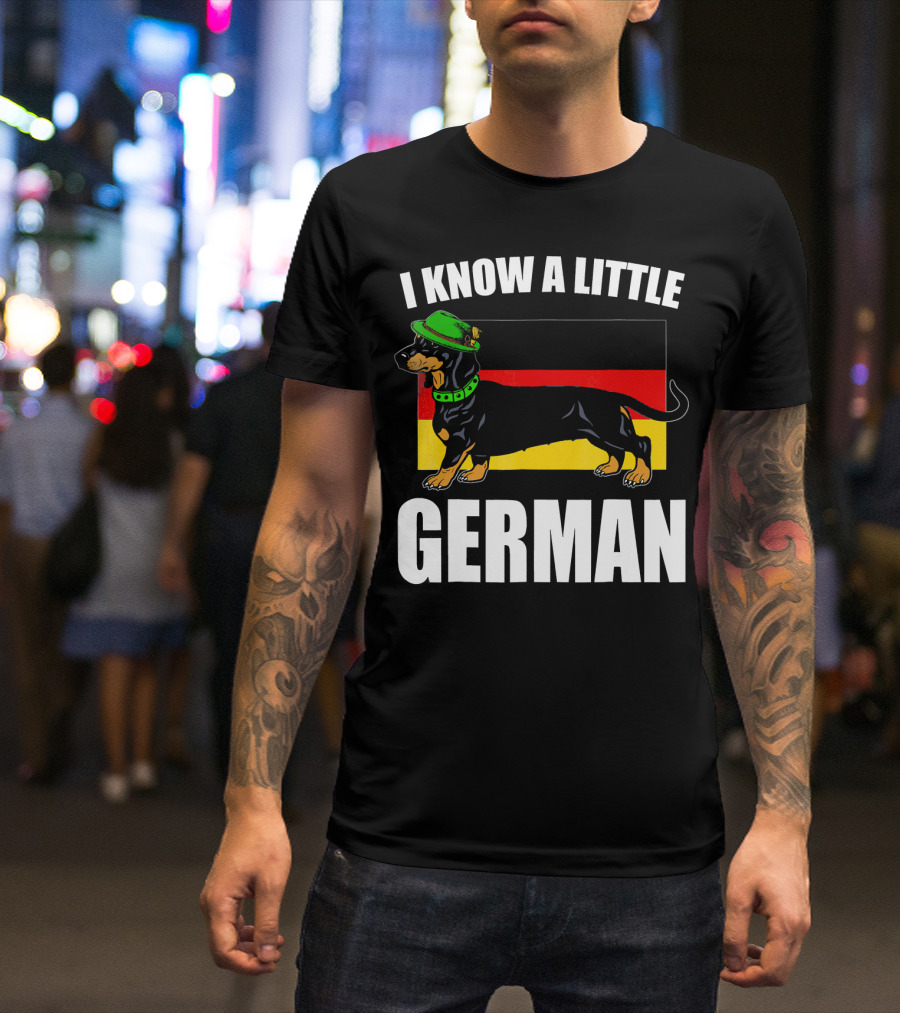 I Know A Little German Dachshund With German Flag And Green Hat T-Shirt
