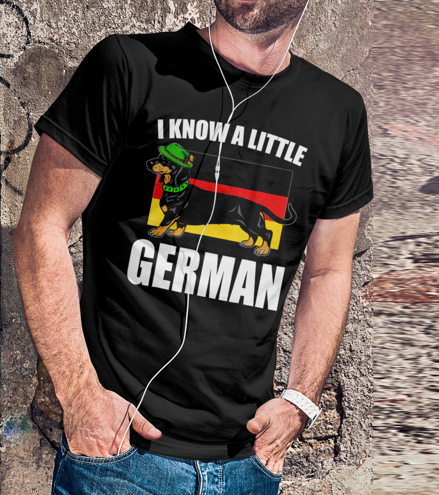I Know A Little German Dachshund With German Flag And Green Hat T-Shirt
