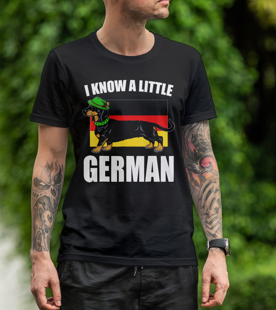 I Know A Little German Dachshund With German Flag And Green Hat T-Shirt