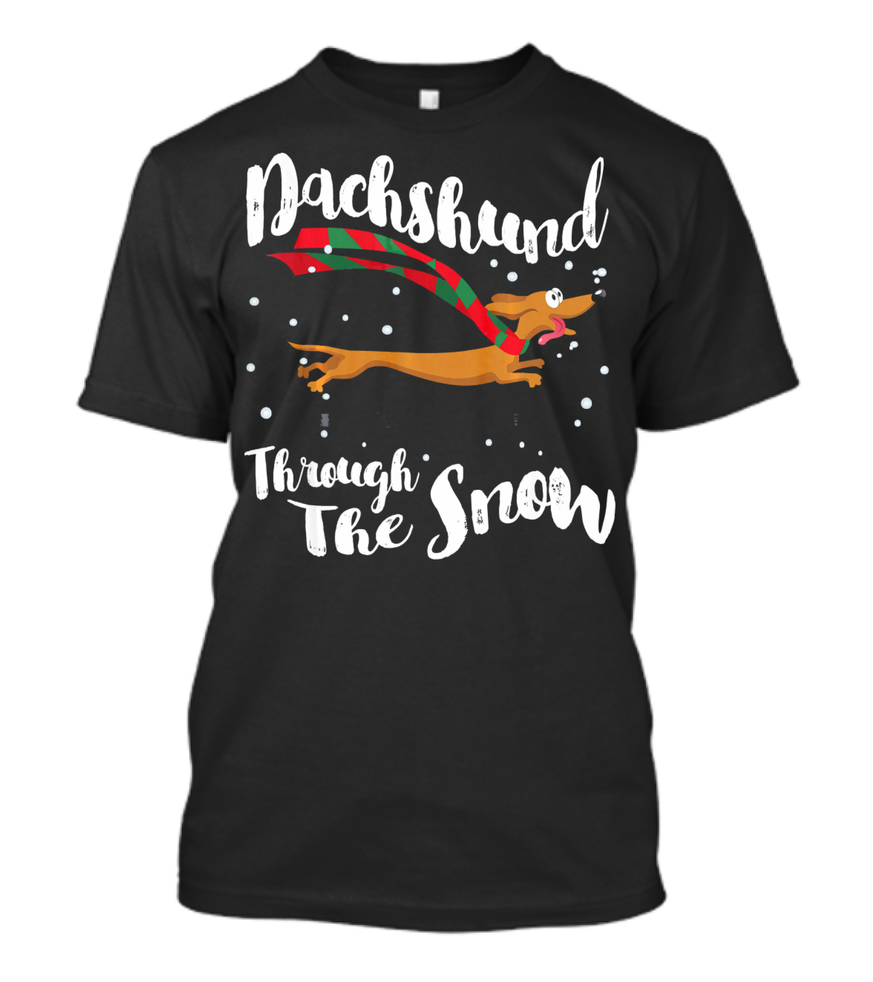 Dachshund Through The Snow Christmas Scarf Dog Running T-Shirt