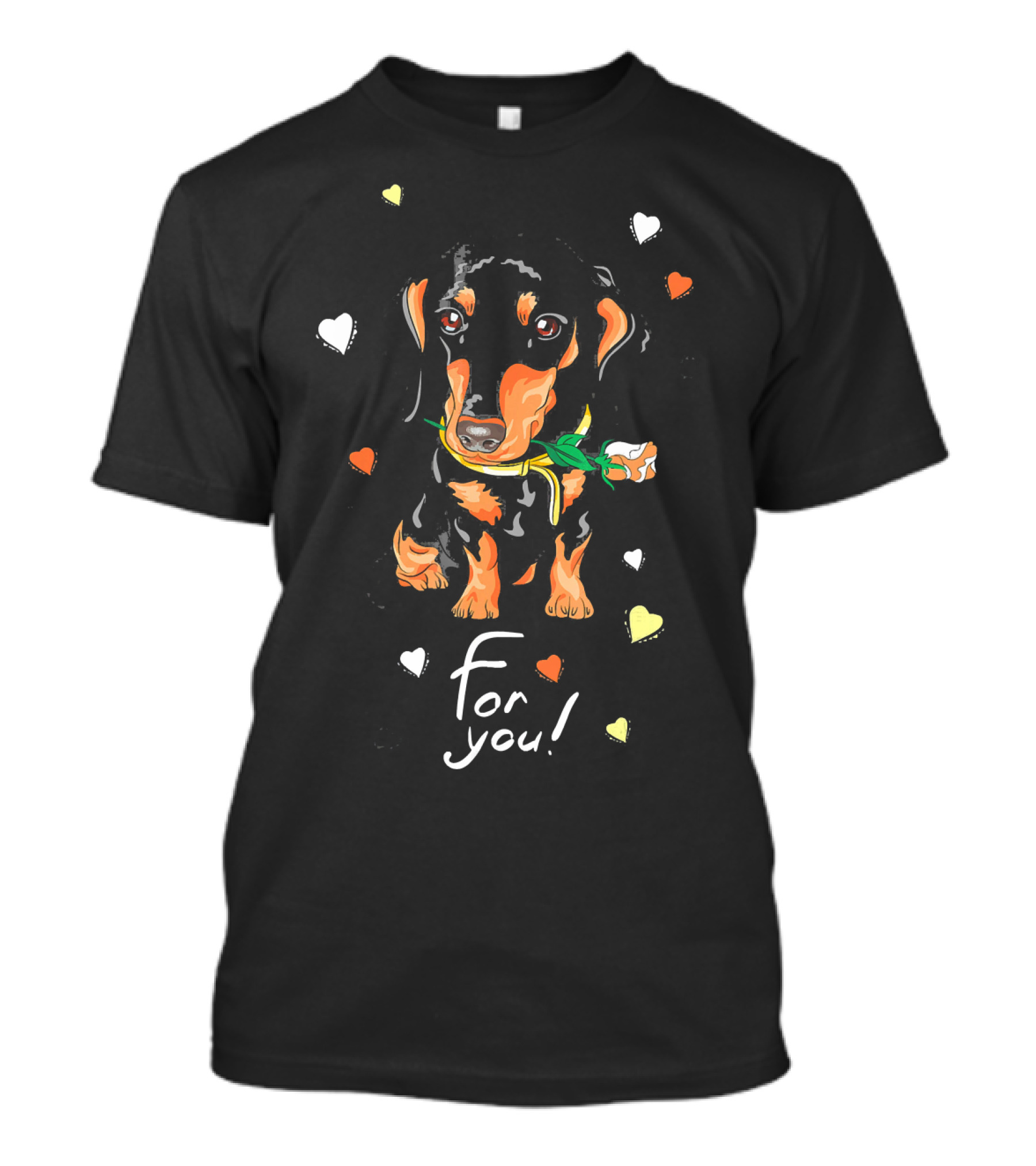 For You Dachshund Romantic Dog Flowers Hearts T-Shirt