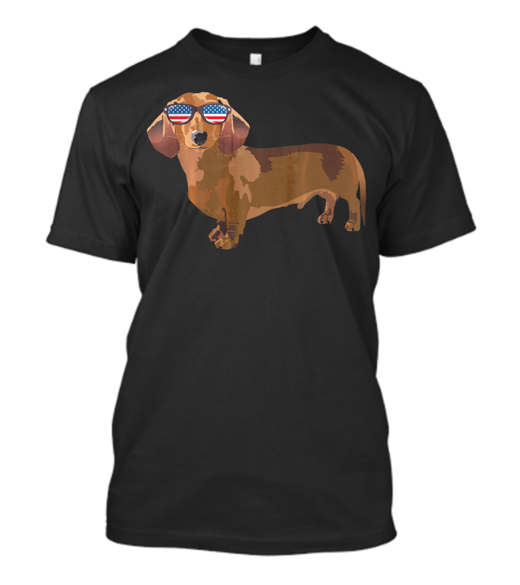 Funny Dachshund With American Flag Sunglasses For Dachshund Lover T-Shirt