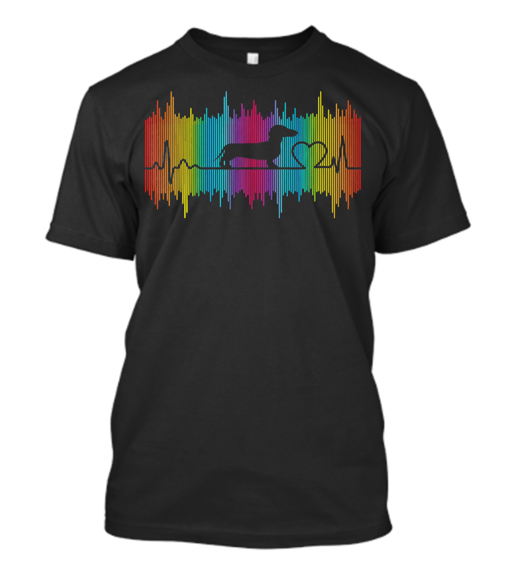 Dachshund Heartbeat Rainbow T-Shirt