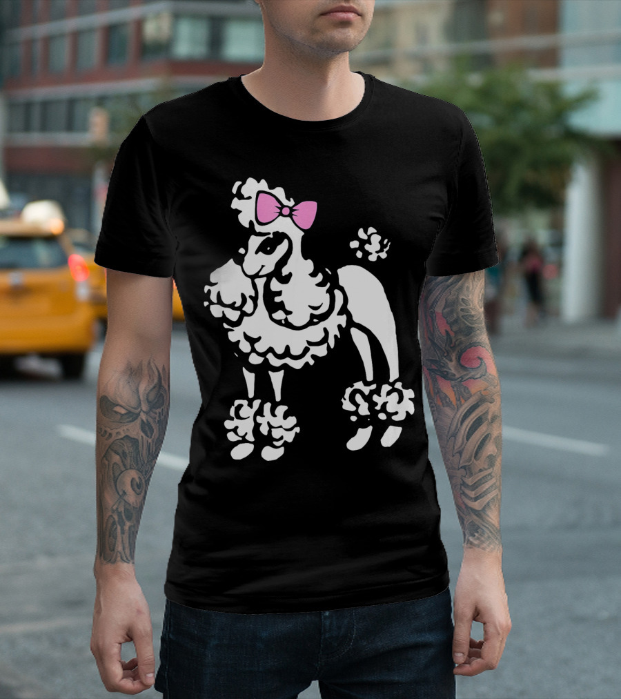 French Poodle with Pink Bow T-Shirt