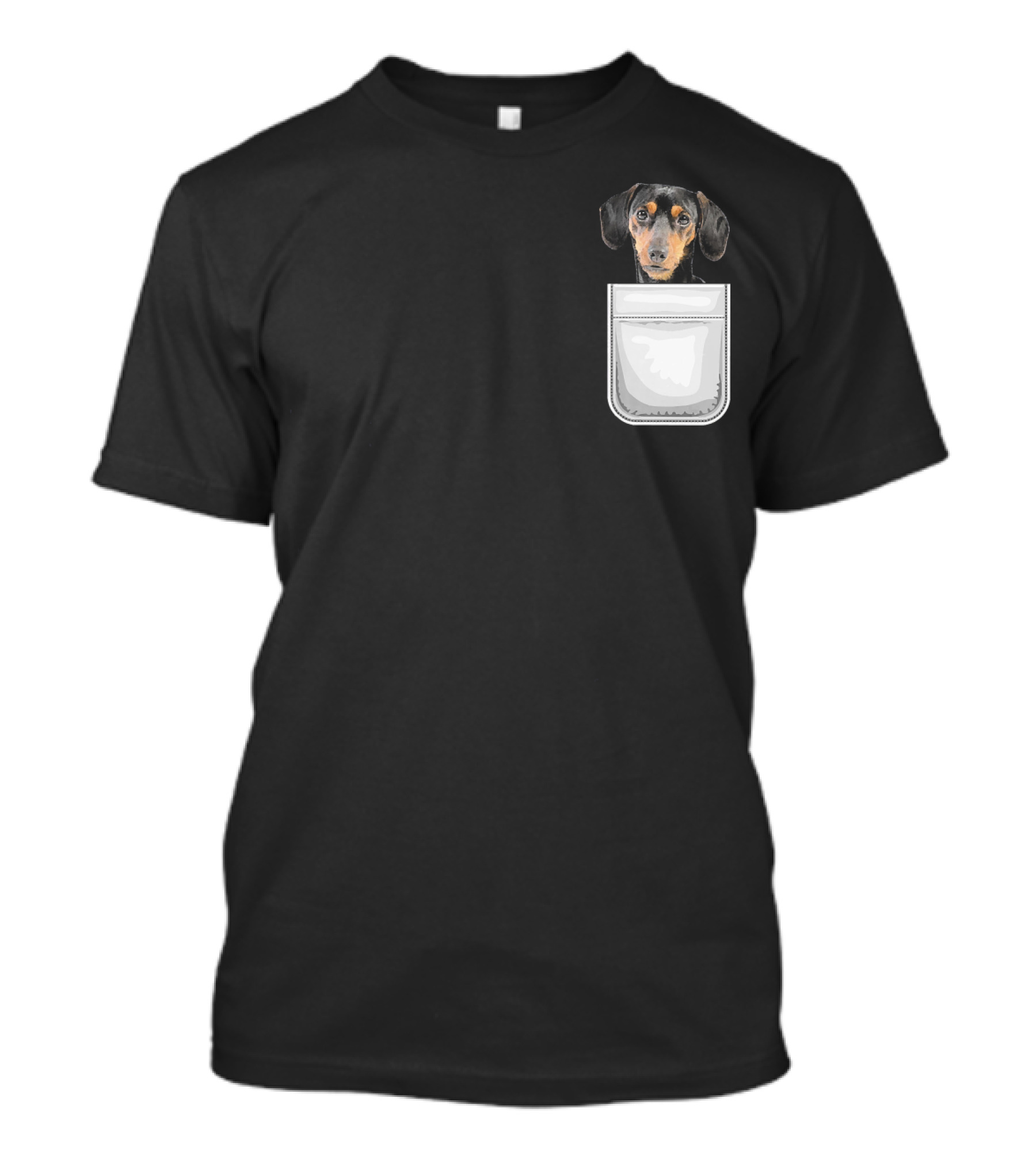 Dachshund Puppy Dog In Pocket T-Shirt
