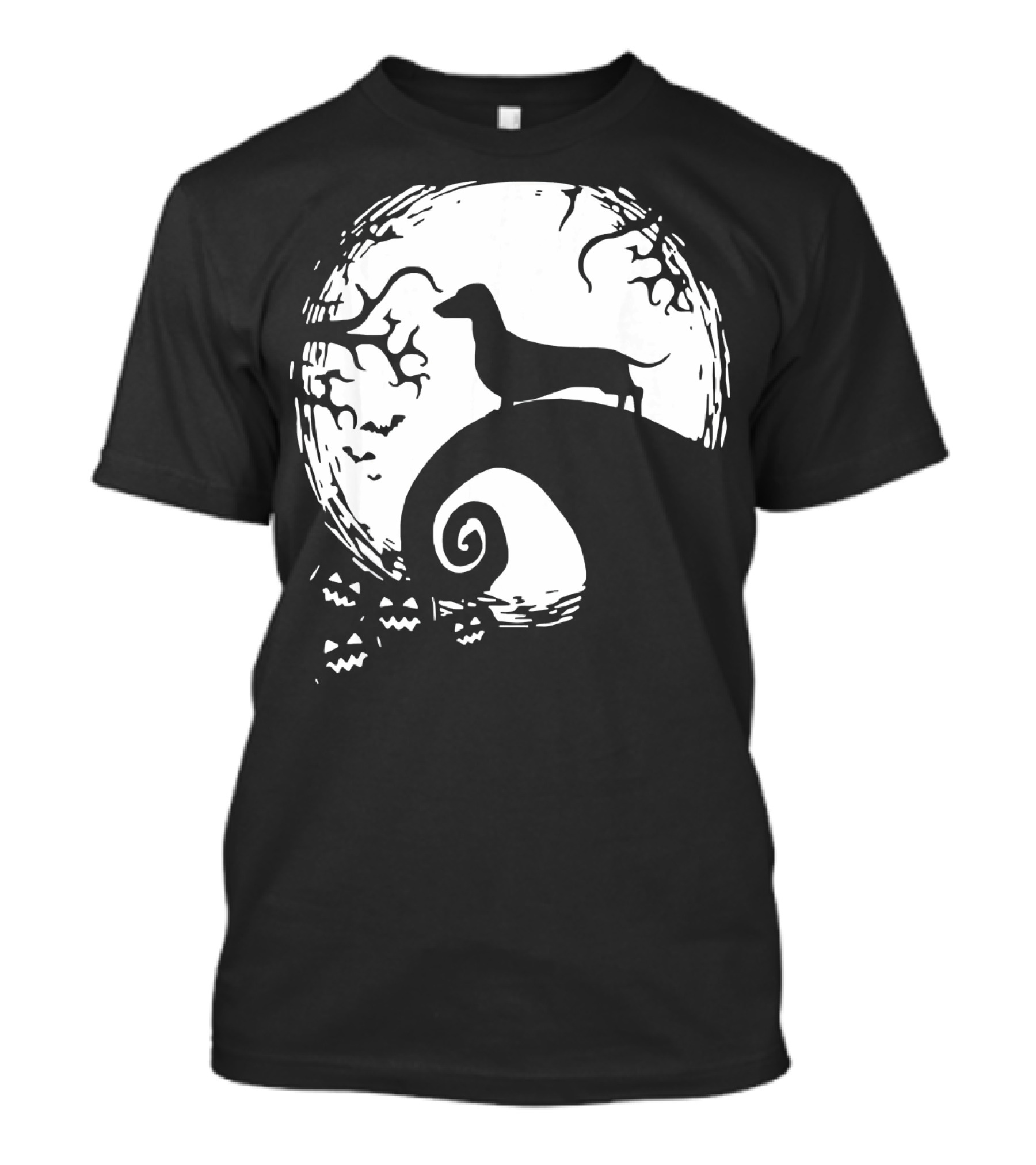 Nightmare Before Christmas Dachshund Silhouette Moon Scene T-Shirt
