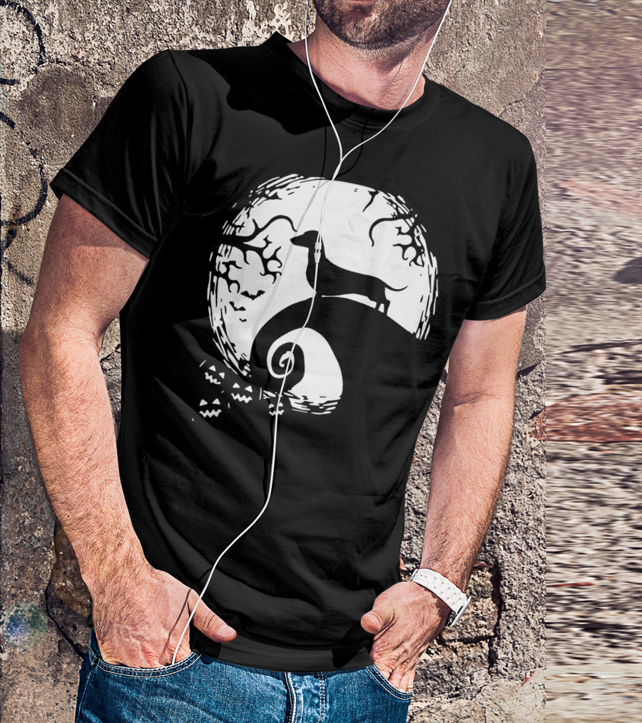Nightmare Before Christmas Dachshund Silhouette Moon Scene T-Shirt