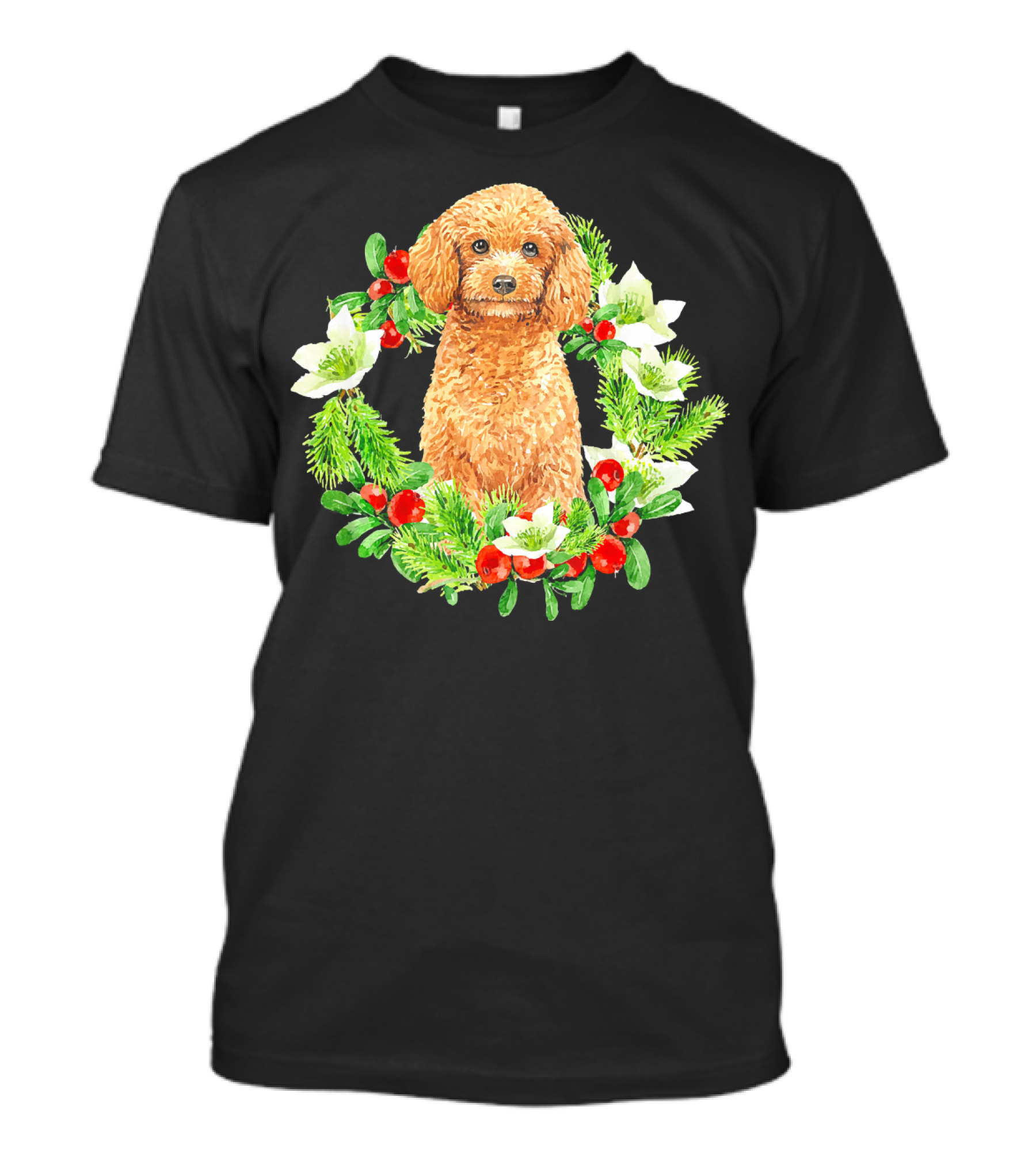 I Love Christmas Almost As Much As I Love Dogs In Holiday Wreath T-Shirt
