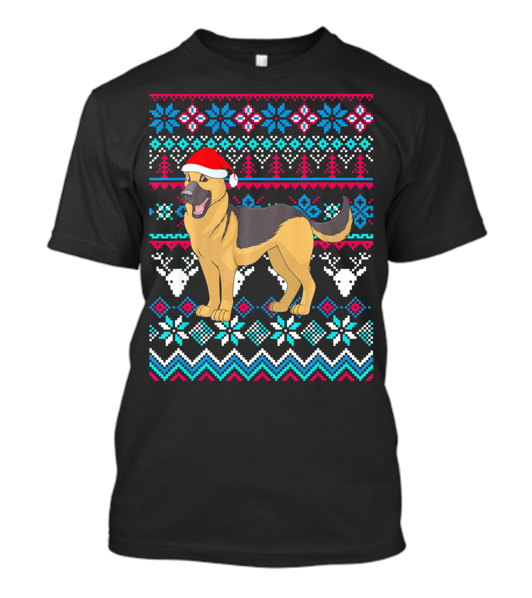 German Shepherd Santa Hat Ugly Christmas Merry T-Shirt
