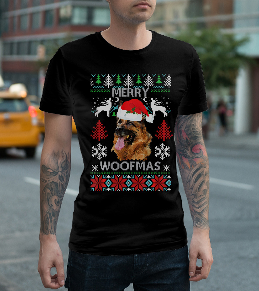 Merry Woofmas Santa German Shepherd Christmas T-Shirt