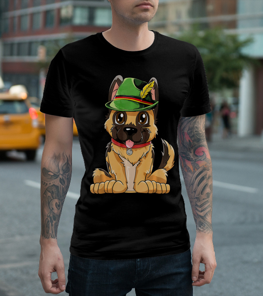 German Shepherd in Traditional Bavarian Hat Oktoberfest T-Shirt