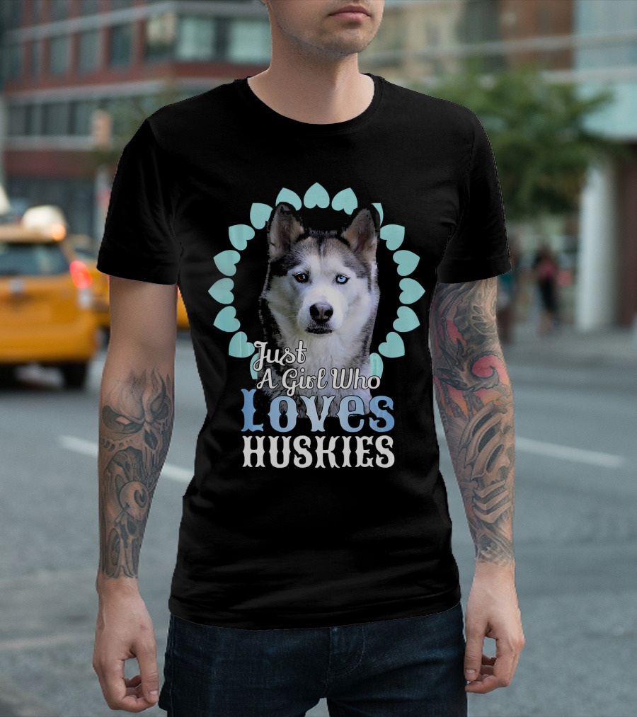 Just A Girl Who Loves Huskies Heart T-Shirt